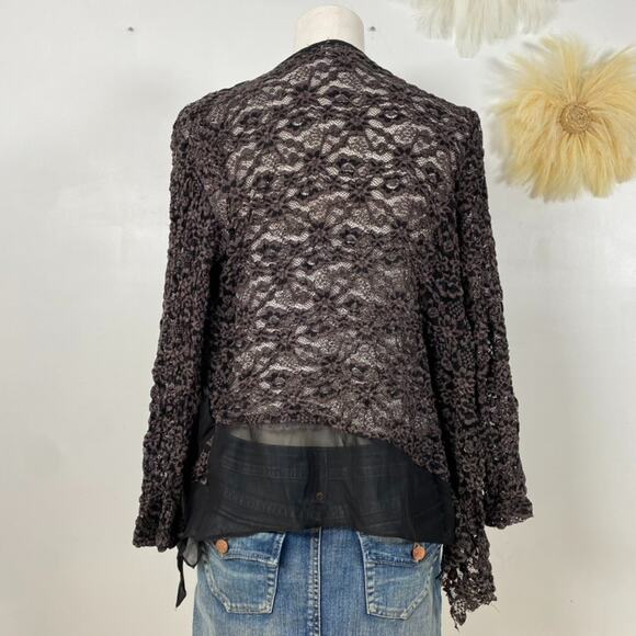 BKE Womens Open Front Cardigan Size L Lace Sheer Y2K Whimsigoth Fairy Grunge - Picture 3 of 8